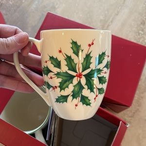 Two sets of Lenox Christmas mugs (4 mugs total)